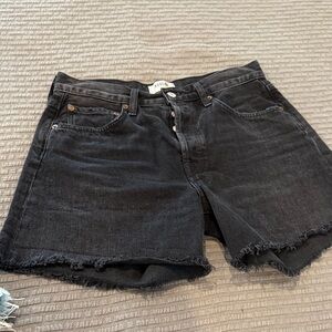 Agolde Charcoal Denim Frayed Shorts
